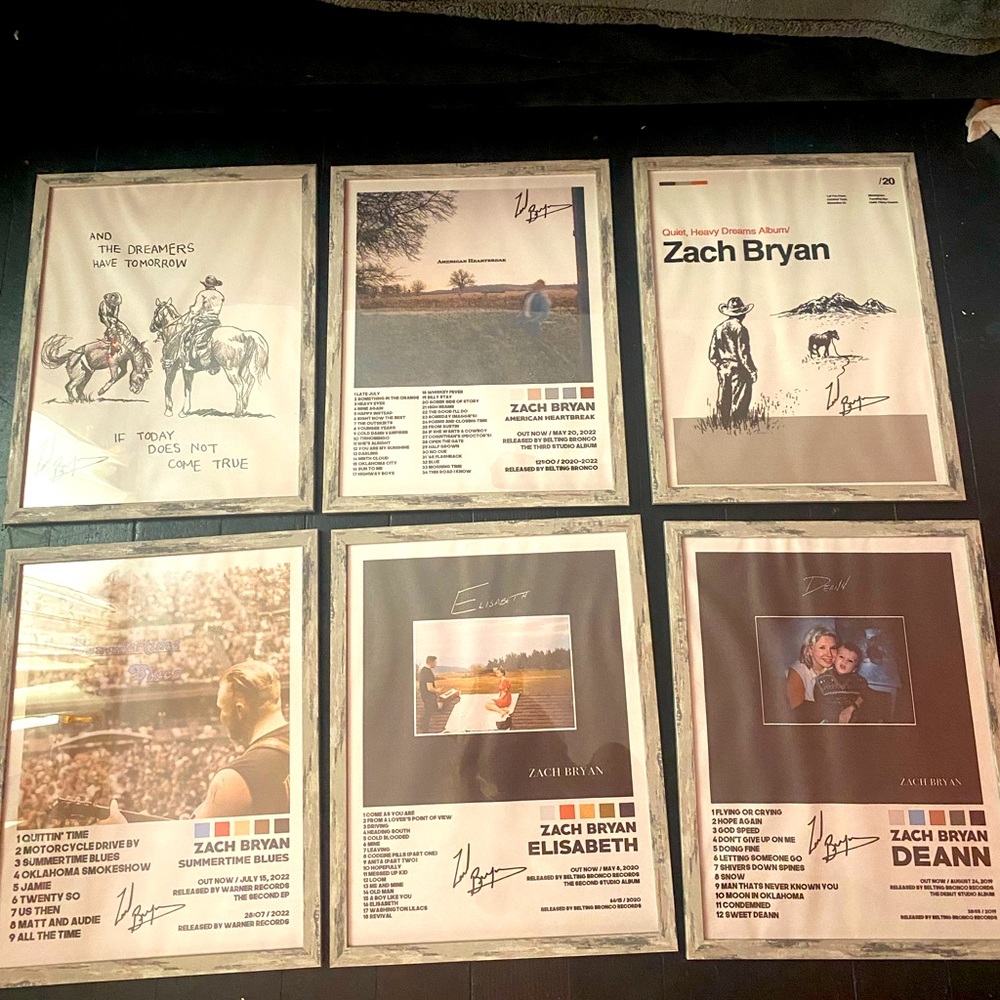 Zach Bryan picture and frames
